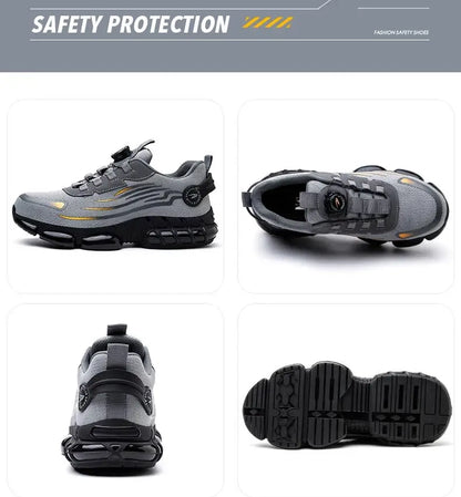 2024 New Rotating Button Anti-puncture Air Cushion Indestructible Work Sneakers