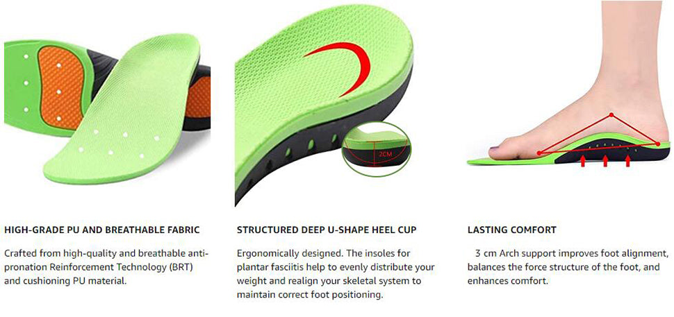 Premium Orthopedic Flat Foot Health Sole Pad For Shoes Insert, Arch Support Pad For Plantar Fasciitis