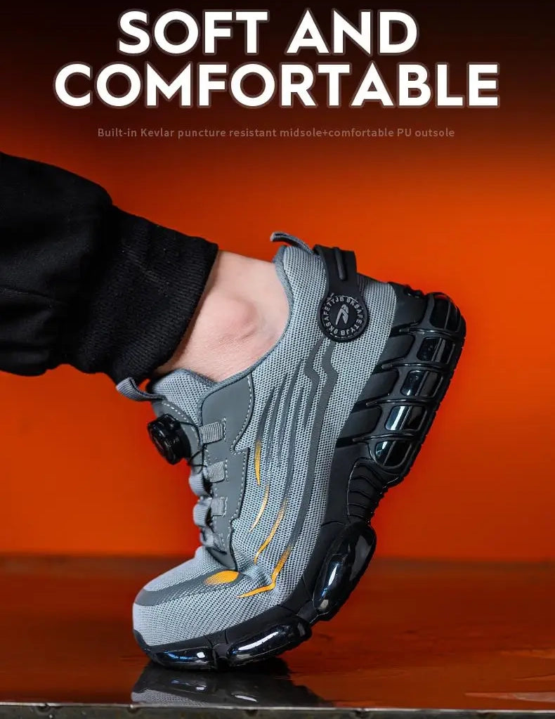 2024 New Rotating Button Anti-puncture Air Cushion Indestructible Work Sneakers