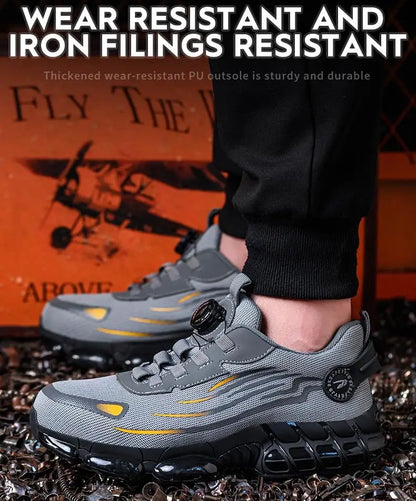 2024 New Rotating Button Anti-puncture Air Cushion Indestructible Work Sneakers