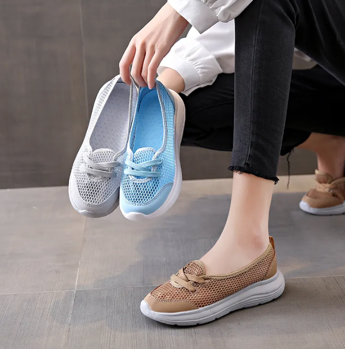 Women's Shoes Summer Flat Sneakers, Breathable Comfortable Light Slip-on