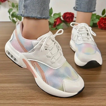 2024 Women's Platform Sneakers Lace Up With Colors, Orthopedic Walking Sneakers