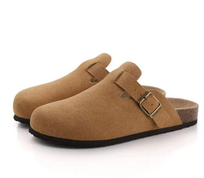 2024 Spring Summer Soft Footbed Cork Clog, Suede Leather Clogs Shoes