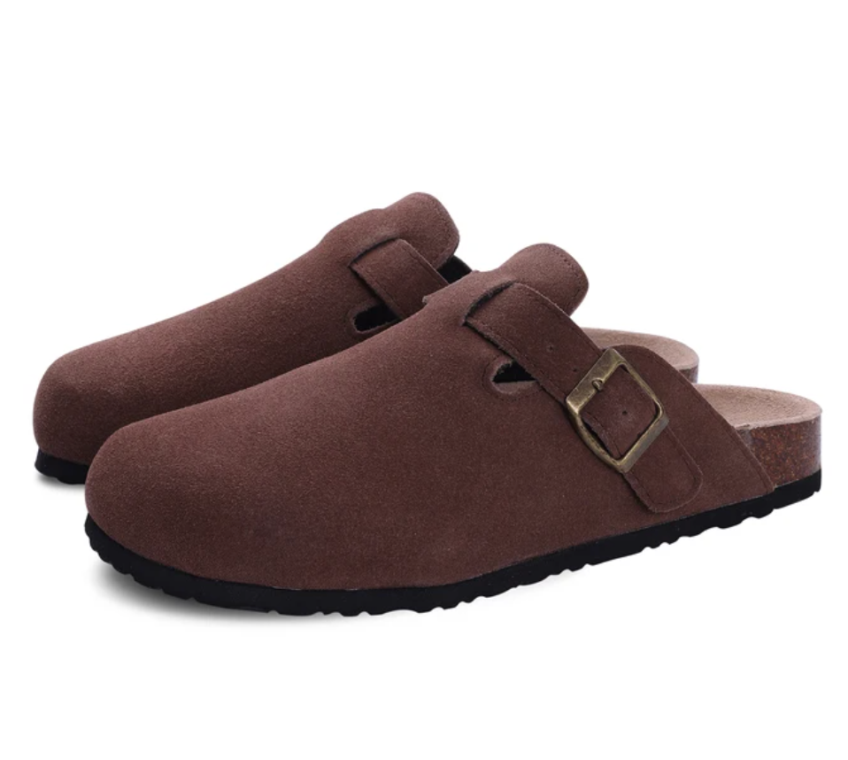 2024 Spring Summer Soft Footbed Cork Clog, Suede Leather Clogs Shoes