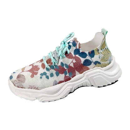 Women Floral Print Lace-up Breathable Orthopedic Sneakers